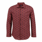 Button Up Long Sleeve Nigel Forest // Madder (S)