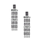 Jack Rhodium-Plated Brass + Gray Crystal 2-Tier Dangle Earrings // New