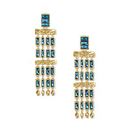 Jack Vintage Gold-Plated Brass + Teal Crystal Dangle Earrings // New