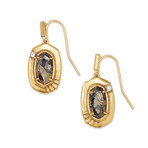 Anna Vintage Gold-Plated Brass + Black Pyrite Earrings // New