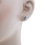 Nellie 14K White Gold + Blue Topaz Stud Earrings // New