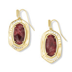 Anna 14K Yellow Gold-Plated Brass + Maroon Jade Multi-Crystal Earrings // New