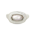 Anna Rhodium-Plated Brass + Mother Of Pearl Ring // New (Ring Size: 7)