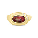 Anna 14K Yellow Gold-Plated Brass + Maroon Jade Ring // New (Ring Size: 6)