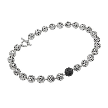 Sterling Silver + Black Sapphire Necklace // 18" // New