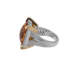 Sterling Silver + 14k White Gold Diamond + Citrine Ring // Ring Size: 6.75 // New