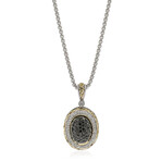Sterling Silver + 18k Yellow Gold Diamond + Black Diamond Pendant Necklace // 16" // New