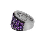 Sterling Silver Roxy Concave Black Sapphire + Amethyst Ring // Ring Size: 6.25 // New