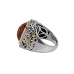Sterling Silver + 18k Yellow Gold Diamond + Citrine Ring // Ring Size: 6.5 // New