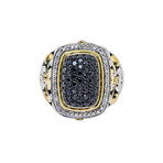 Sterling Silver + 14k Yellow Gold + 18k Yellow Gold Diamond + Black Diamond Ring // Ring Size: 6.75 // New