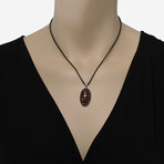 Sterling Silver Roxy Black Sapphire + Mozambique Garnet Oval Pendant Necklace // 16" // New