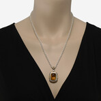 Sterling Silver + 18k Yellow Gold Diamond + Citrine Pendant Necklace // 17" // New