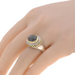 Sterling Silver + 14k White Gold + 18k Yellow Gold Diamond + Black Diamond Ring I // Ring Size: 6.75 // New