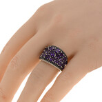 Sterling Silver Roxy Concave Black Sapphire + Amethyst Ring // Ring Size: 6.25 // New