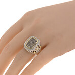 Sterling Silver + 18k Yellow Gold Diamond + Brown Diamond Ring // Ring Size: 6.5 // New