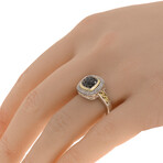 Sterling Silver + 14k White Gold + 18k Yellow Gold Diamond + Black Diamond Ring // Ring Size: 6.75 // New