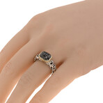 Sterling Silver + 14k Yellow Gold Black Diamond Ring // Ring Size: 6.5 // New