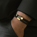 Black/18K Gold Rope Bracelet Set (L)