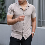 Premium Textured Short Sleeve Fit Shirt // Beige (XL)