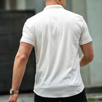 Stripe Patterned Short Sleeve Fit Shirt // White (XL)
