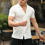 Wafer Pattern Short Sleeve Fit Shirt // White (L)