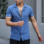 Premium Textured Short Sleeve Fit Shirt // Blue (L)