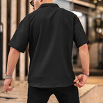 Oversize Ribbed Short Sleeve Shirt // Black (L)