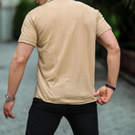 Striped Short Sleeve Fit Shirt // Beige (L)
