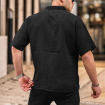 Oversize Muslin Fabric Single Pocket Shirt // Black (L)