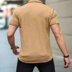 Jacquard Bar Pattern Fit Shirt // Beige (L)
