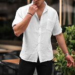 Oversize Muslin Fabric Single Pocket Shirt // White (XL)