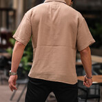 Oversize Muslin Fabric Single Pocket Shirt // Beige (XL)