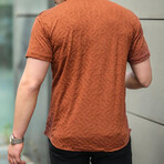 Jacquard Bar Pattern Fit Shirt // Dark-Brown (L)