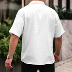 Oversize Ribbed Short Sleeve Shirt // White (XL)