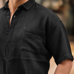 Oversize Muslin Fabric Single Pocket Shirt // Black (S)