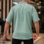 Oversize Ribbed Short Sleeve Shirt  // Green (M)