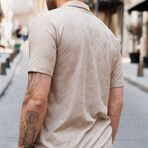 Jacquard Patterned Short Sleeve Relaxed Shirt // Beige (S)
