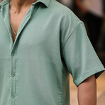 Oversize Ribbed Short Sleeve Shirt  // Green (XL)