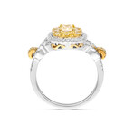 18K Gold Yellow Diamond + White Diamond Engagement Ring I // Ring Size: 6.5 // New