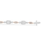 18K White Gold + 18k Rose Gold Diamond + Pink Diamond Tennis Bracelet // 6.75" // New