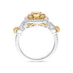 18K Gold Yellow Diamond + White Diamond Engagement Ring V // Ring Size: 6.5 // New