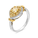 18K Gold Yellow Diamond + White Diamond Engagement Ring II // Ring Size: 6.5 // New
