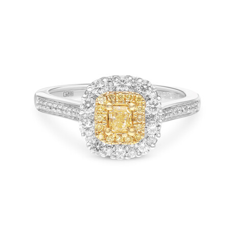 18K White Gold Yellow Diamond + White Diamond Engagement Ring // Ring Size: 6.75 // New