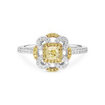 18K Gold Yellow Diamond + White Diamond Engagement Ring // Ring Size: 6.5 // New