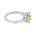 18K White Gold Yellow Diamond + White Diamond Engagement Ring I // Ring Size: 6.5 // New