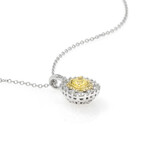 14K White Gold Yellow Diamond + White Diamond Pendant Necklace // 18" // New
