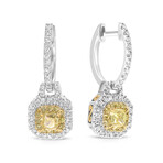 14K White Gold Diamond + Pavé Diamond Drop Earrings // New
