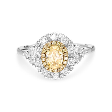 18K White Gold Yellow Diamond + White Diamond Engagement Ring III // Ring Size: 6.5 // New