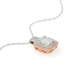 14K Gold White Diamond + Fancy Pink Diamond Pendant Necklace // 18" // New