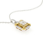 18K Gold White Diamond + Yellow Diamond Pendant Necklace // 18" // New